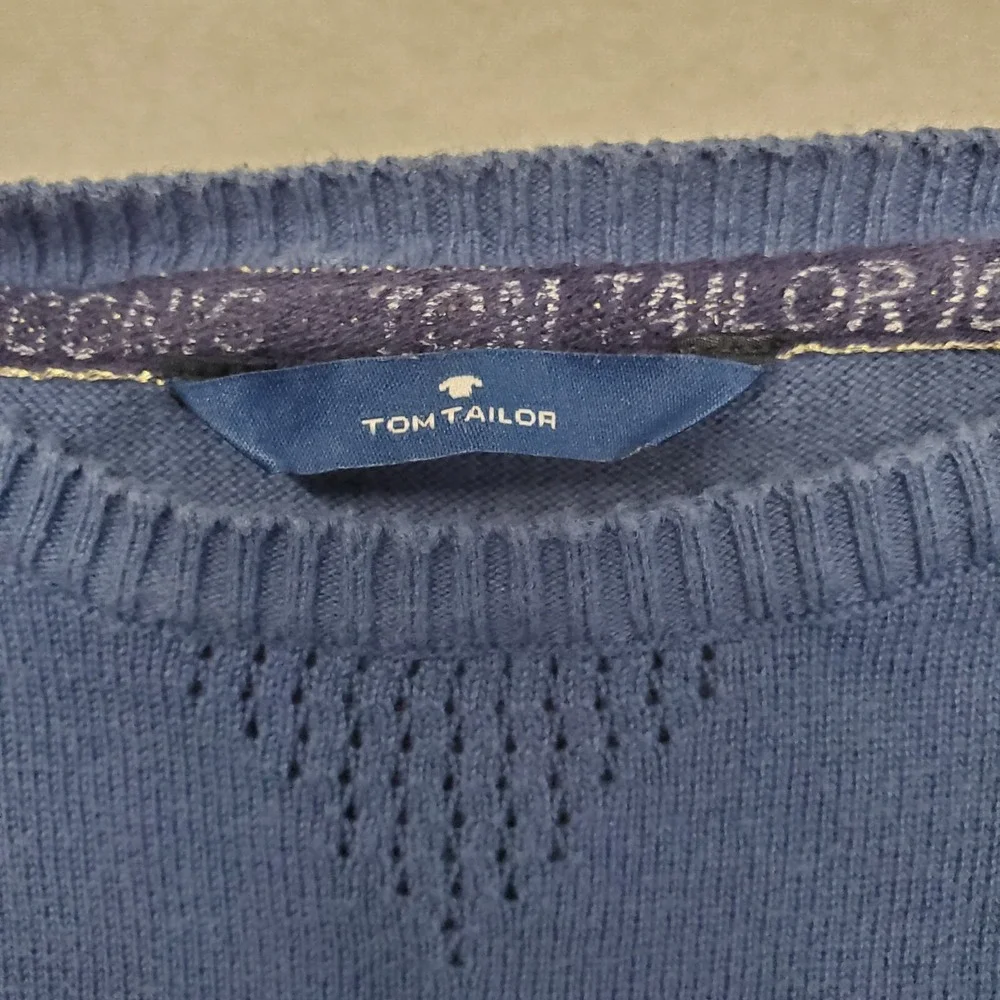 Tom Tailor Iconic Sweater 100% Cotton Mens Size Large Blue Perforate ICONIC LOGO